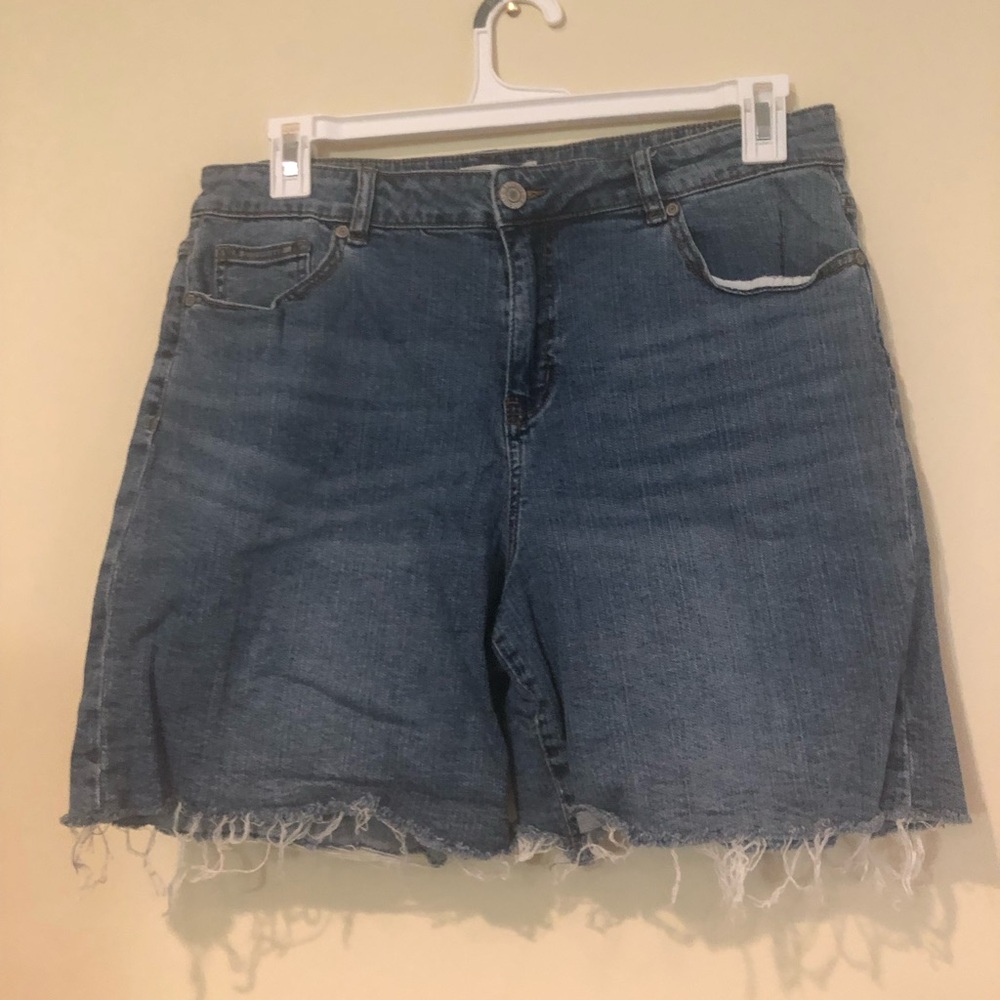 Eloquii Distressed Blue Denim Cutoff Shorts